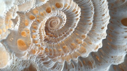 Wall Mural - Close-up of a Spiraling White Shell with Holes