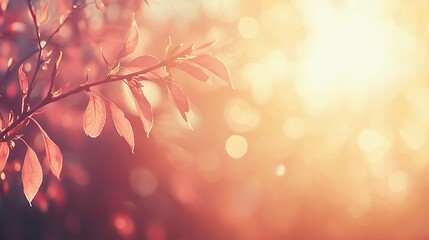 Poster -    a leafy tree branch with sunlight filtering through the blurred background of its foliage