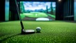 © Nima - A golf putter and ball lie on a putting green in a golf simulator. The image symbolizes accuracy, precision, and the challenge of the game of golf.