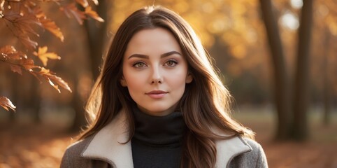 autumn portrait of a young woman in natural light
