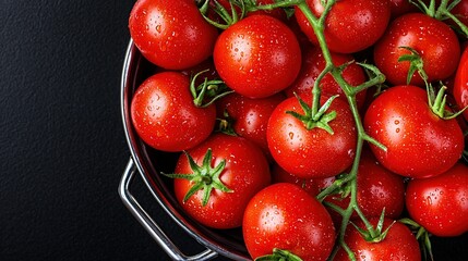 Sticker -   A close-up of a bowl of tomatoes with water droplets on the tops