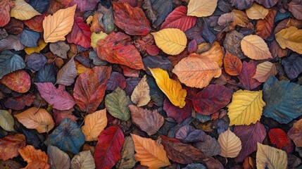 Wall Mural - A Colorful Collection of Fallen Autumn Leaves