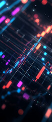 Wall Mural - Abstract digital network with colorful lines and dots, representing data flow and technology in a futuristic background.