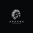 © Been ink - chief apache character logo vector illustration. indian man logo.