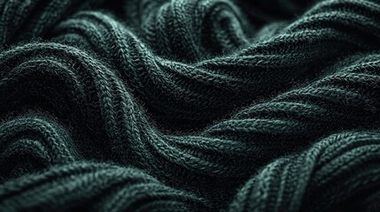 Poster -   A close-up photo of black-and-white knitted fabric with wavy lines on top