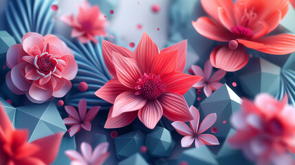 Wall Mural - A colorful bouquet of flowers with a blue background