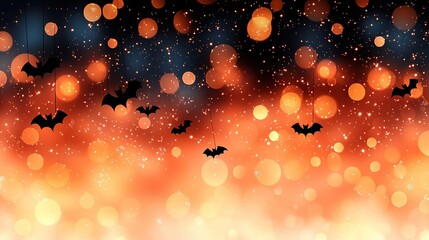 Wall Mural -   bats flying in a dark sky with sharp foreground and background lights