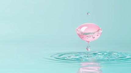 Wall Mural -   A droplet of water splashing into a pool containing a pink liquid at its center