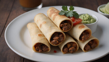 Wall Mural - beef taquitos on a plate