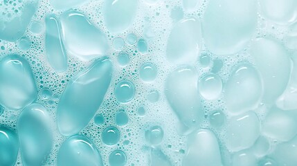 Canvas Print -   A macro shot of water droplets against a blue and white backdrop; a single droplet falls on the left side