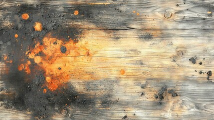 Poster -   A close-up of a wooden log with flames burning at its center