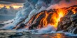 © Yellow Blossom - Lava Flow Meets Ocean Waves at Sunset, Hawaii , Volcanic Eruption, Ocean, Lava Flow