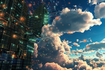 Fototapete - Cloud computing powers data mining for business intelligence