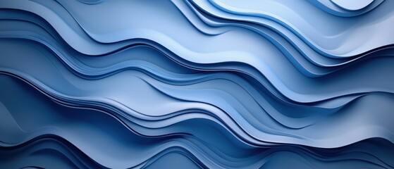 Poster - Abstract Wavy Pattern in Shades of Blue