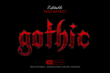 Poster - Gothic Text Effect Red Blood Shiny Style. Editable Text Effect.