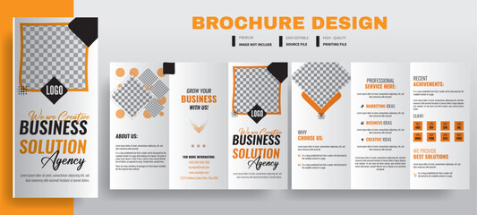 Wall Mural - Modern Business Solution Brochure Template Design, Corporate Tri Fold Brochure Design,  Portfolio geometric design vector set, Minimal brochure layout and modern report business flyers poster template