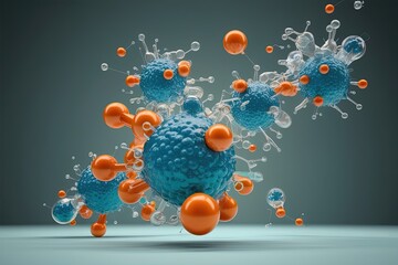 Wall Mural - Dynamic 3D Visualization of Biochemical Ions and Their Flickering Essence