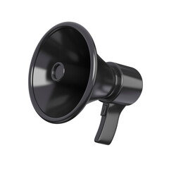 Black megaphone isolated. Black Friday and sale event concept. 3d rendering.