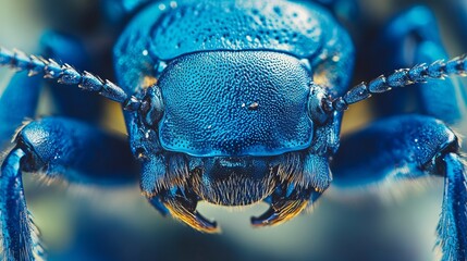 macro shot of blue beetle