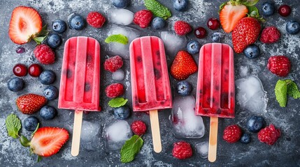 Wall Mural - Berries popsicles