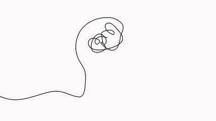 Wall Mural - animated continuous line drawing head with brain. thinking linear symbol. mental health concept anim