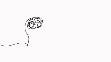 Wall Mural - two human heads with chaos and order thoughts continuous line drawn animation. mental health therapy