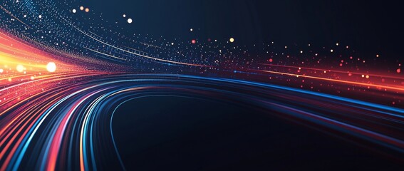Wall Mural - The background is dark blue with colorful circular lines