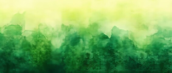 Canvas Print - A green watercolor background with a hazy sky surrounded by gradient painted textures and grunge, which can be used as a Christmas wallpaper background or for paper banners with a green Christmas