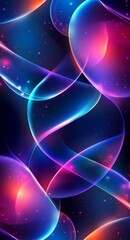 Wall Mural - A dark abstract futuristic background with neon lines and a particle explosion.