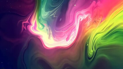 Fototapete - A colorful swirl of paint with a green and pink section. The colors are bright and vibrant, creating a sense of energy and excitement