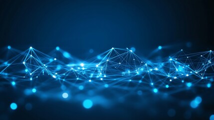 Moving lines and dots in a network background concept for communications and technology.