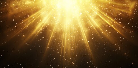 Wall Mural - illustration of a golden stage background with glitters and spotlights.