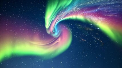 Aufkleber - A colorful aurora is shooting out of the sky. The colors are bright and vibrant, creating a sense of wonder and awe. The image evokes a feeling of magic and mystery
