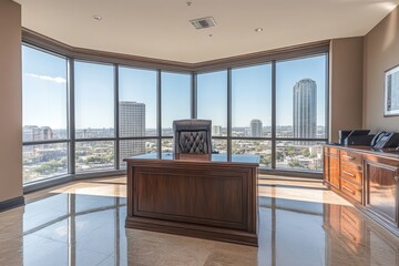 Wall Mural - Modern Office with City View and Large Windows