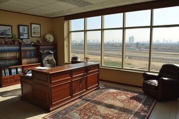 Wall Mural - Modern Office with Large Windows and City View