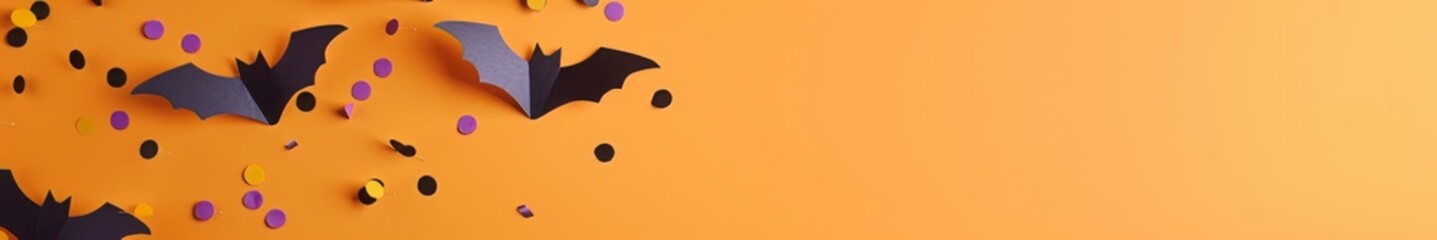 halloween bats on orange background.