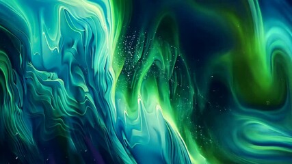 Fototapete - A colorful swirl of green and blue with a hint of purple. The colors are vibrant and the swirls are dynamic
