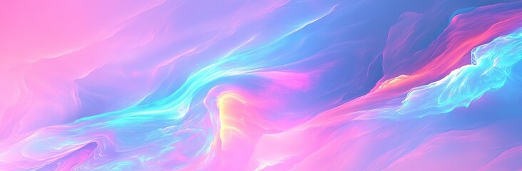 Wall Mural - Bright and colorful banner background with violet, hot pink, and sky blue colors. Abstract waves design.