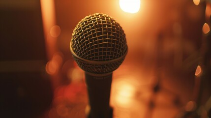 Wall Mural - microphone on stage