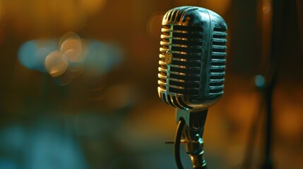 Wall Mural - microphone on stage