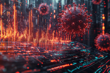 Wall Mural - A graph showing a sharp increase in infection rates over time, illustrating the progression of a pandemic and the importance of monitoring outbreaks.