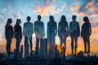 © dendyh7 - People standing in city skyline double exposure created with Generative AI