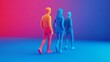 © Aris Suwanmalee - Stylized figures walking together in vibrant colors, symbolizing diversity and connection in a modern digital landscape.