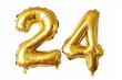 © Yeivaz - Number 24 golden inflatable foil balloons. Bright party decoration. Twenty four years on white background
