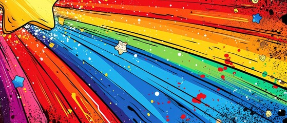 Comic abstract pop art background featuring a rainbow lgbt illustration