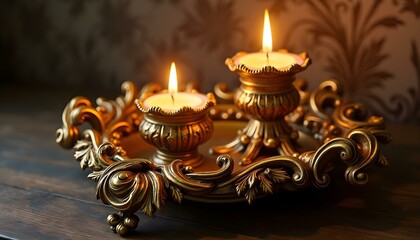 Wall Mural - Ornate golden candle holder