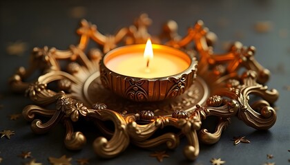 Wall Mural - Ornate golden candle holder