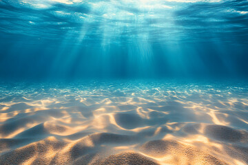 underwater background. beautiful sand under clear water. rays of the sun