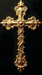 Wall Mural - Ornate golden Christian cross