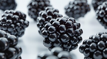 Wall Mural - Blackberry in close-up with a white background generative ai